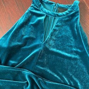 Cynthia Rowley Teal Velvet Keyhole Swing Dress